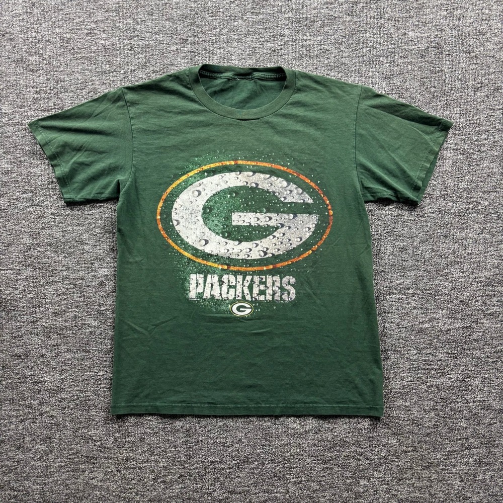 Vintage 1990s Nutmeg Green Bay Packers Graphic Green T-Shirt Size Medium